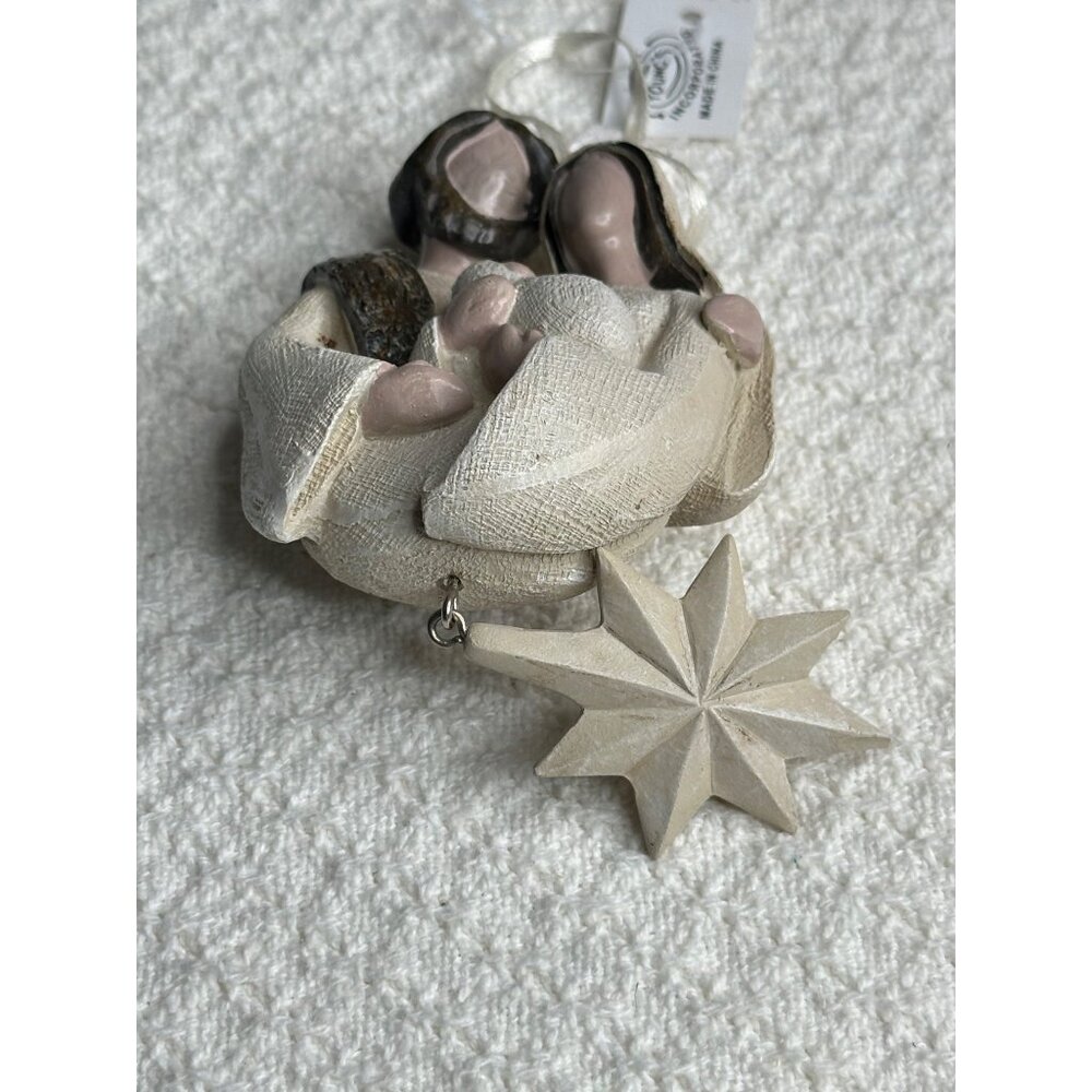 Baby Jesus Mary Joseph Ceramic Christmas Ornament Star Hanging Nativity Religion - Picture 7 of 7